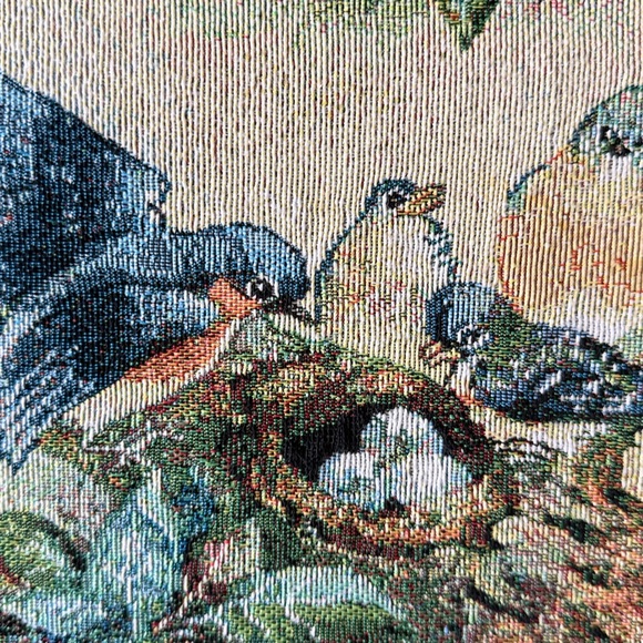 Green Framed Bird Tapestry Embroidery Art - Picture 2 of 7